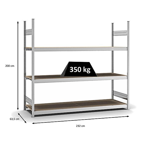 PROREGAL Weitspannregal Stecksystem T-Profil Grundregal HxBxT 200x225x60 cm günstig online kaufen