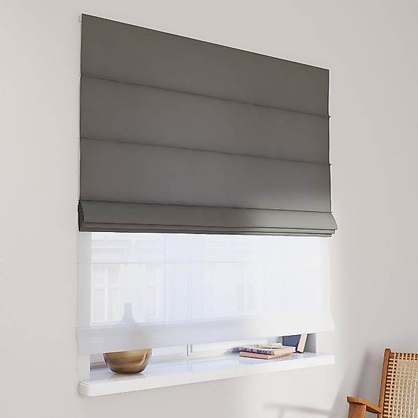 Dekoria Doppelraffrollo Duo, grau, 120 x 150 cm günstig online kaufen