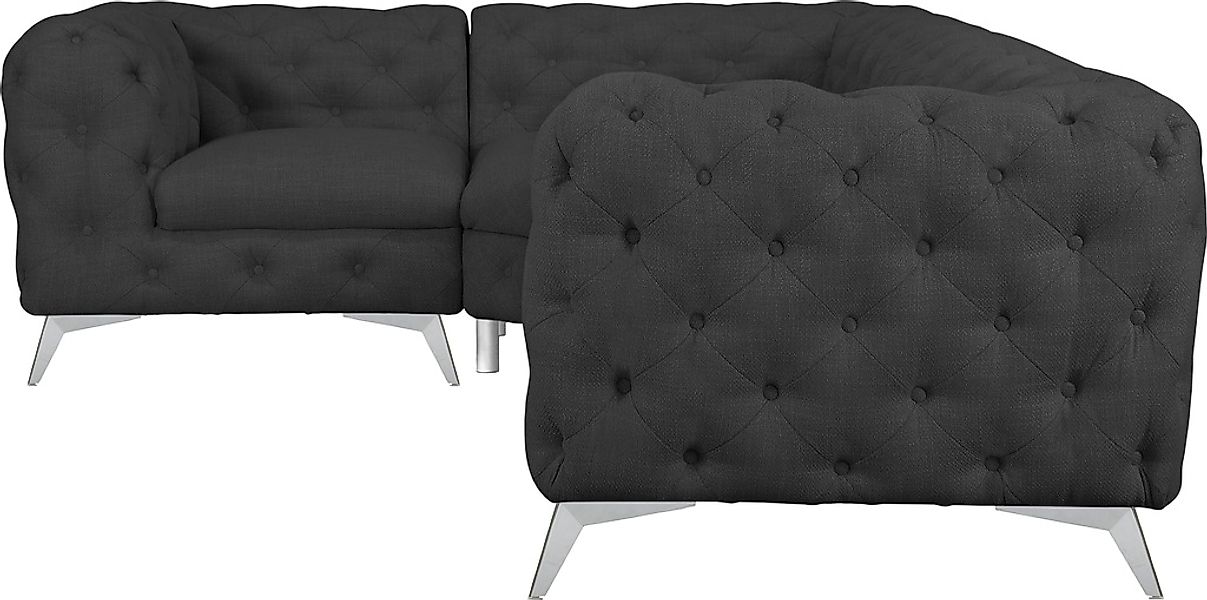 Leonique Chesterfield-Sofa "Ecksofa GLYNIS L-Form mit Wellenunterfederung, günstig online kaufen