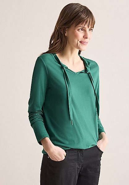 CECIL Langarmshirt mit geschlitztem Rundhalsausschnitt mit Bändchen günstig online kaufen