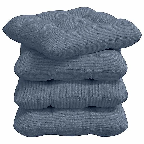 vidaXL Sitzkissen 4 Stk Blau 45 x 45 cm Cordstoff 42015141 günstig online kaufen