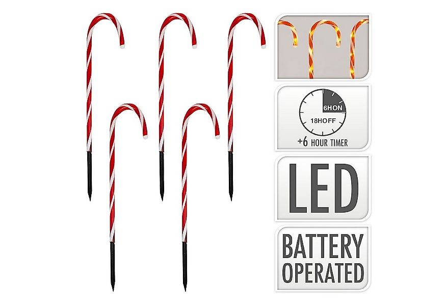 ToCi LED-Lichterkette Gartenstecker LED Zuckerstangen Weihnachts Deko Timer günstig online kaufen