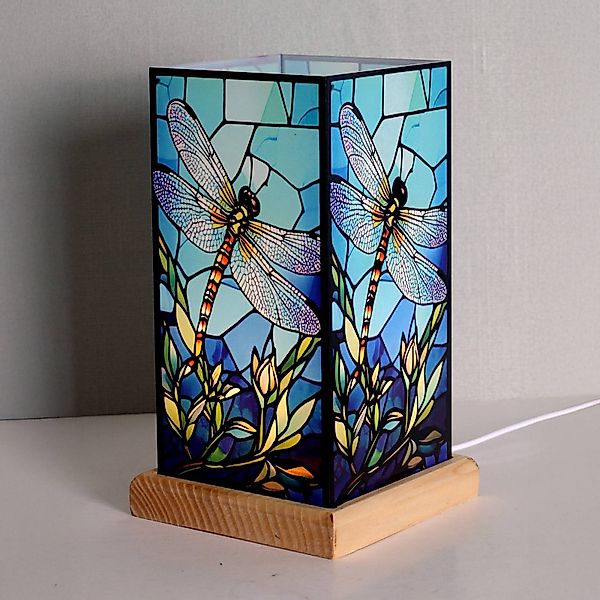 LED-Tischleuchte Art Light Libelle, Holzsockel, Acryl, bunt günstig online kaufen