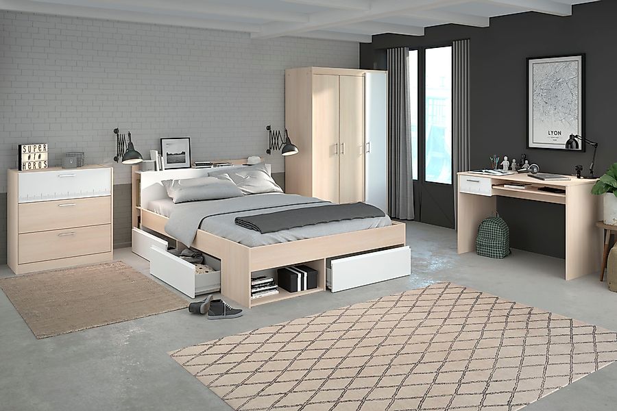 Parisot Jugendzimmer-Set "Most" Set, Bett mit Schubkästen, Kleiderschrank, günstig online kaufen