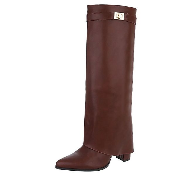 Ital-Design Elegante kniehohe Stiefelette mit Blockabsatz für Damen High-He günstig online kaufen