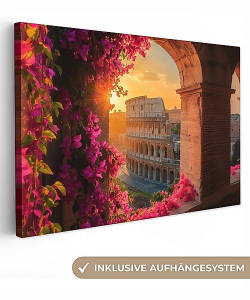 OneMillionCanvasses® Leinwandbild Kolosseum - Rom - Rosa Blumen, Fotodruck günstig online kaufen
