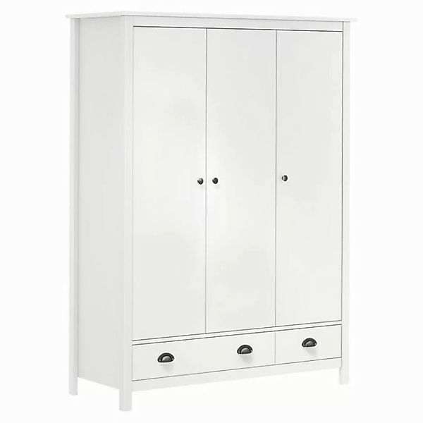 furnicato Kleiderschrank mit 3 Türen Hill Weiß 127x50x170 cm Kiefernholz (1 günstig online kaufen