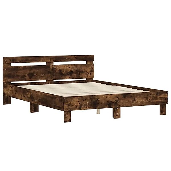 vidaXL Bettgestell mit Kopfteil Räuchereiche 140x190 cm Holzwerkstoff 32074 günstig online kaufen