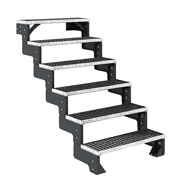 Dolle Außentreppe Gardentop Anthrazit 6 Gitterroststufe 80 cm Ohne Geländer günstig online kaufen