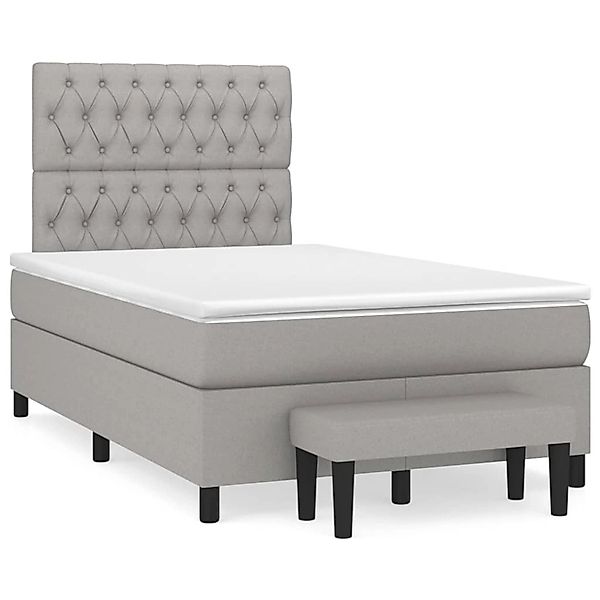 vidaXL Boxspringbett mit Matratze Hellgrau 120x200 cm Stoff1394664 günstig online kaufen