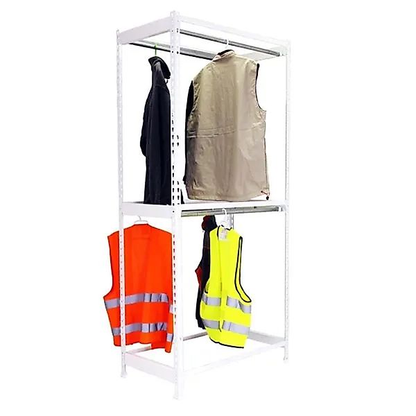 PROREGAL Kleiderstangenregal Metal Doppel HxBxT 200 x 90 x 75 cm Weiß Kleid günstig online kaufen