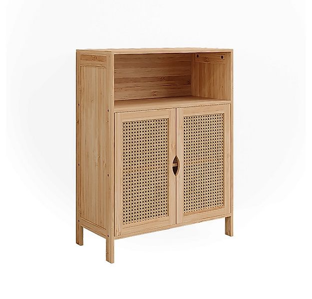 Vicco Midischrank Liora, Bambus/Rattan/Schwarz, 60 x 80 cm günstig online kaufen
