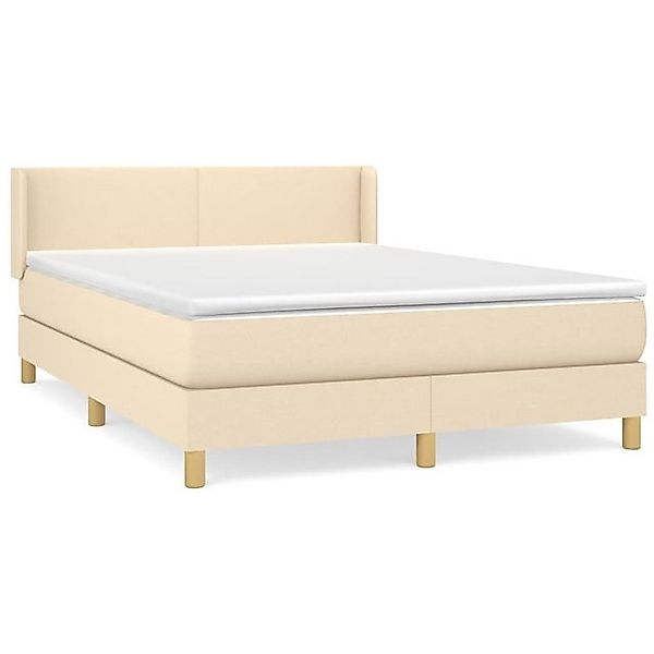 vidaXL Boxspringbett Boxspringbett mit Matratze Creme 140x200 cm Stoff Bett günstig online kaufen