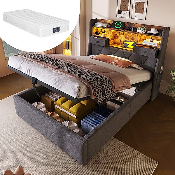 OKWISH Polsterbett mit Hydraulischem Stauraum (Struraumbett, günstig online kaufen