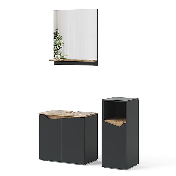 Vicco Badmöbel-Set Marelle, Anthrazit/Artisan-Eiche, 3 Teile, günstig online kaufen