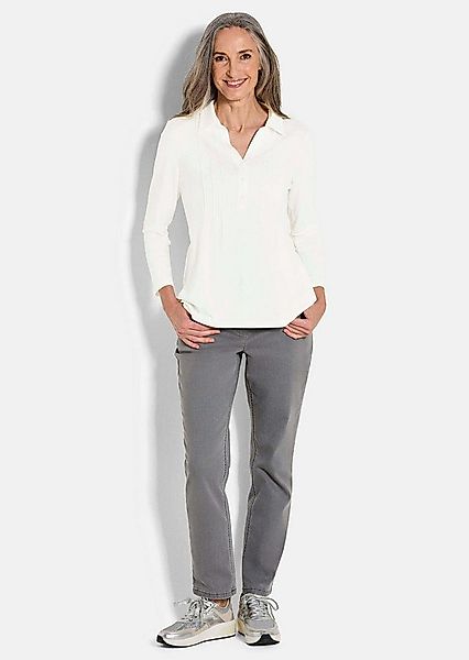 GOLDNER Longshirt Halbarm Blusenshirt mit Hemdkragen Feminine Bluse mit V-A günstig online kaufen