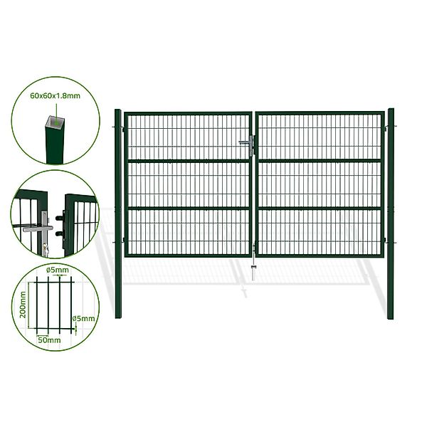 Casanoov Doppelflügeliges Zauntor 3M Razo H 160Cm Grün günstig online kaufen
