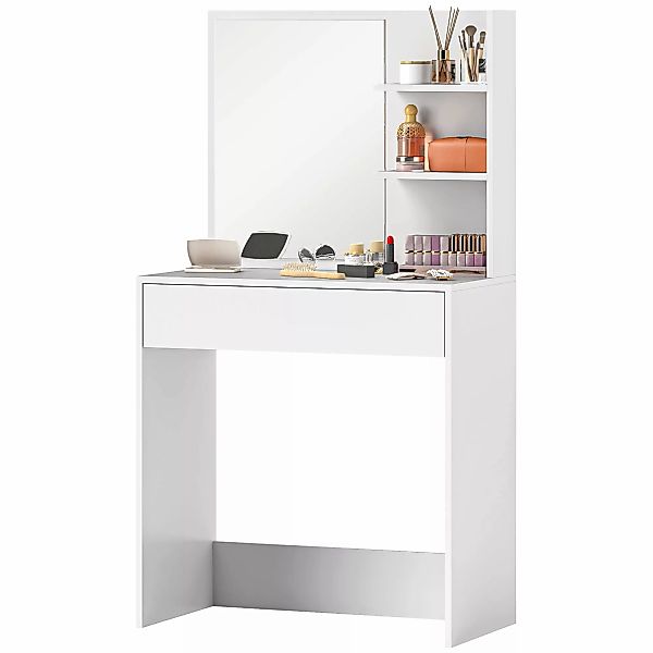 HOMCOM Schminktisch mit Spiegel, Make-up-Tisch mit Schublade und Regalen, f günstig online kaufen