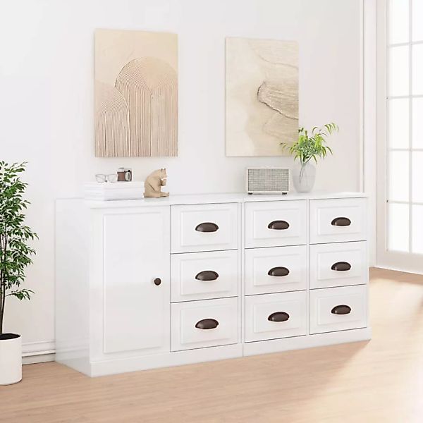 Vidaxl Sideboards 3 Stk. Hochglanz-weiß Holzwerkstoff günstig online kaufen