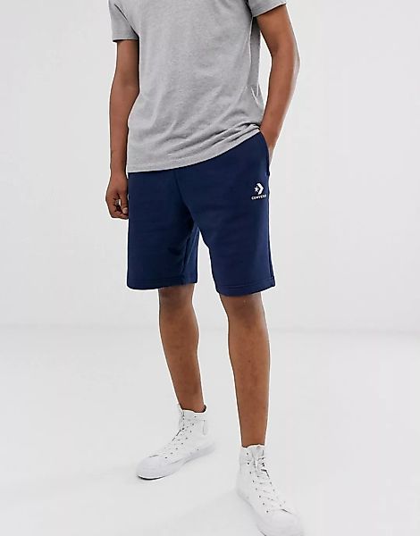 Converse – Jersey-Shorts mit kleinem Logo in Navy-Marineblau günstig online kaufen