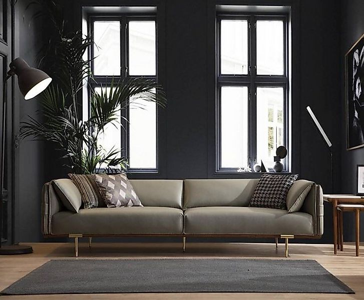 Xlmoebel 3-Sitzer Exklusive Designer Wohnzimmer Ledersofas mit drei Sitzplä günstig online kaufen