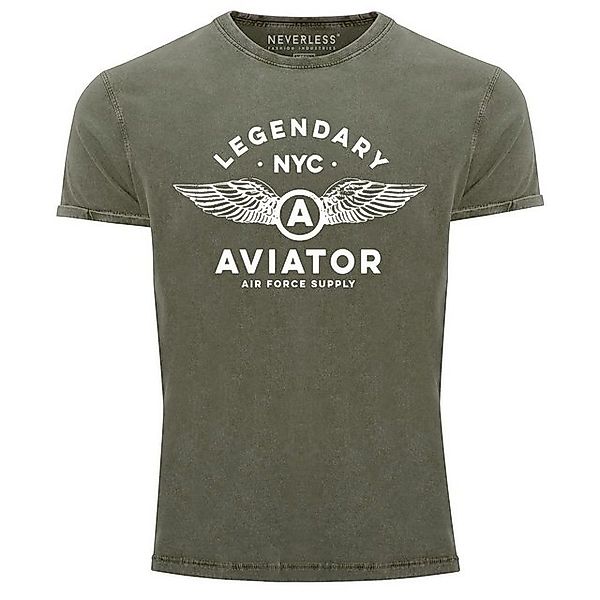 Neverless Print-Shirt Herren Vintage Shirt Legendary NYC Aviator Air Force günstig online kaufen
