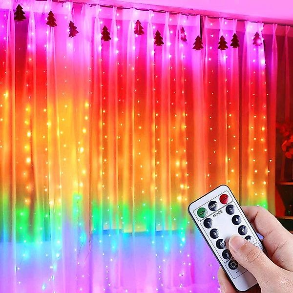Qualra LED-Lichtervorhang 210/280LEDs 8 Modi Lichtervorhang günstig online kaufen