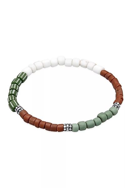 Kuzzoi Armband "Glass Beads Weiß-Braun 925 Silber" günstig online kaufen