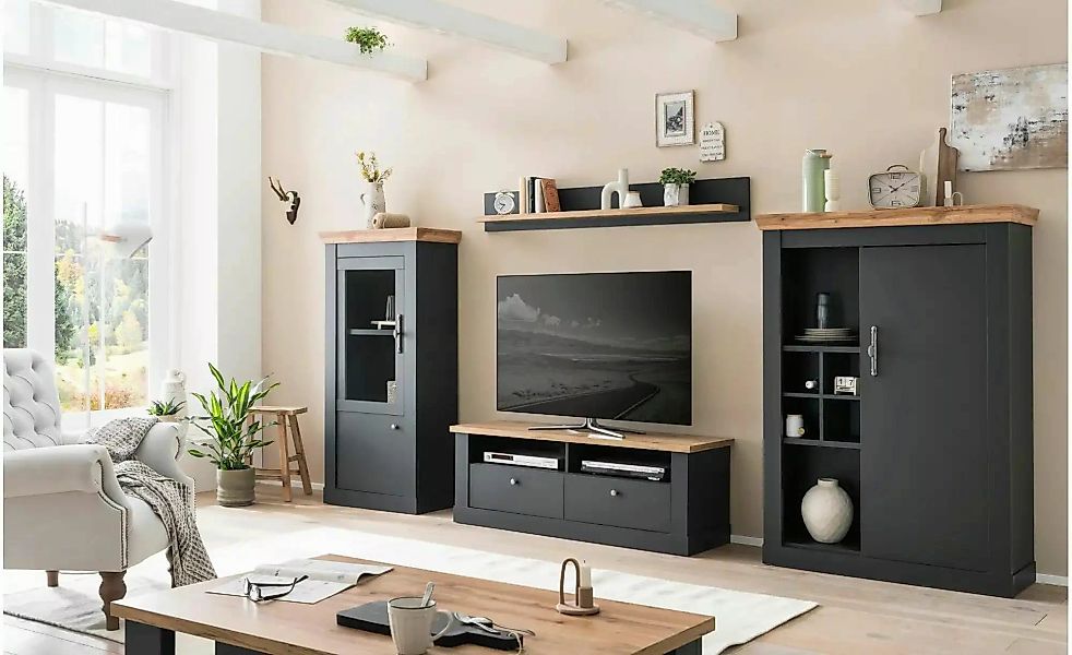 Wohnwand   ¦ grau ¦ Maße (cm): B: 334 H: 45 Kommoden & Sideboards > Wohnwän günstig online kaufen