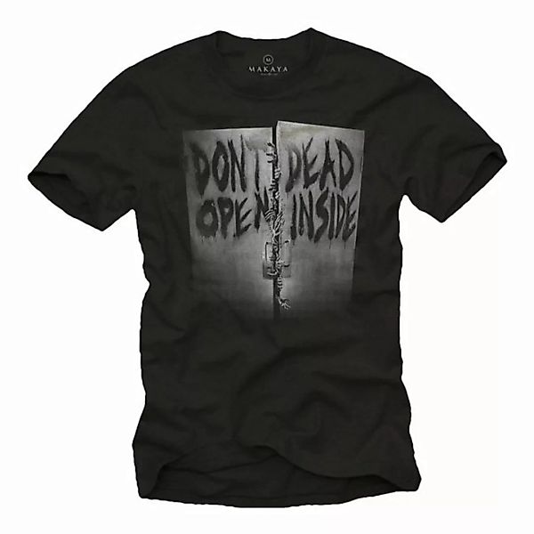 MAKAYA T-Shirt Herren Aufdruck Dead Inside T-Shirt Walking Zombie Motiv Män günstig online kaufen