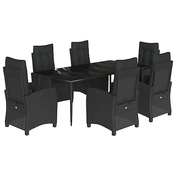 vidaXL 7-Tlg Garten-Essgruppe mit Kissen Schwarz Poly Rattan 3212965 günstig online kaufen
