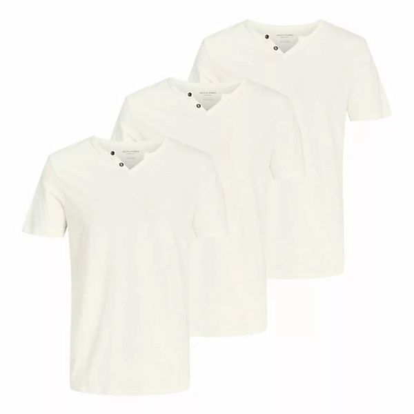 Jack & Jones T-Shirt 3er Pack Shirts mit Splitneck-Ausschnitt und zwei Deko günstig online kaufen