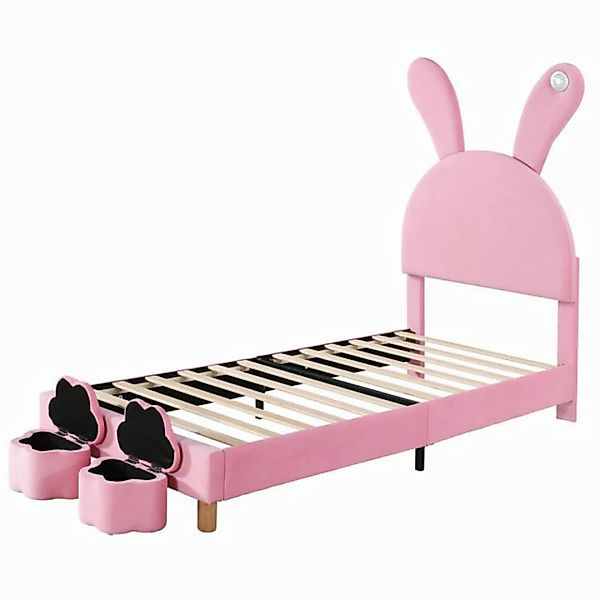 PHOEBE CAT Polsterbett (Kinderbett, LED Jugendbett Einzelbett 90x200cm), au günstig online kaufen