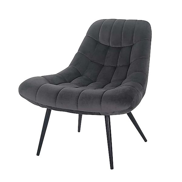 Samt Lounge Sessel in Dunkelgrau Retro Design günstig online kaufen