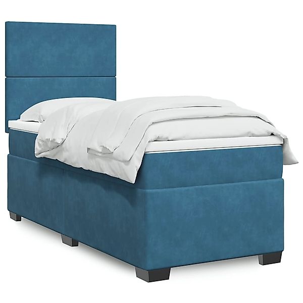 vidaXL Boxspringbett mit Matratze Blau 90x200 cm Samt 3293108 günstig online kaufen