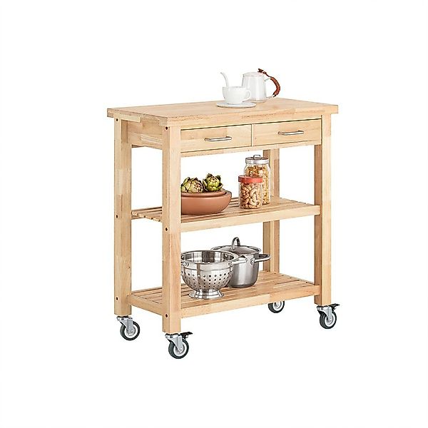 SoBuy Küchenwagen FKW24, Servierwagen aus Kautschukholz günstig online kaufen