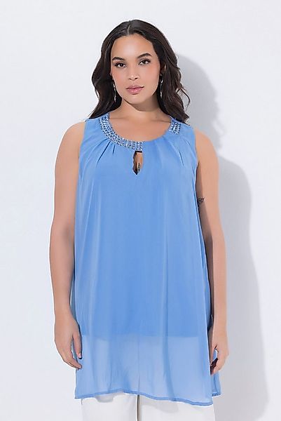 Ulla Popken Tunika Longtunika Ziersteine A-Linie Rundhals ärmellos günstig online kaufen