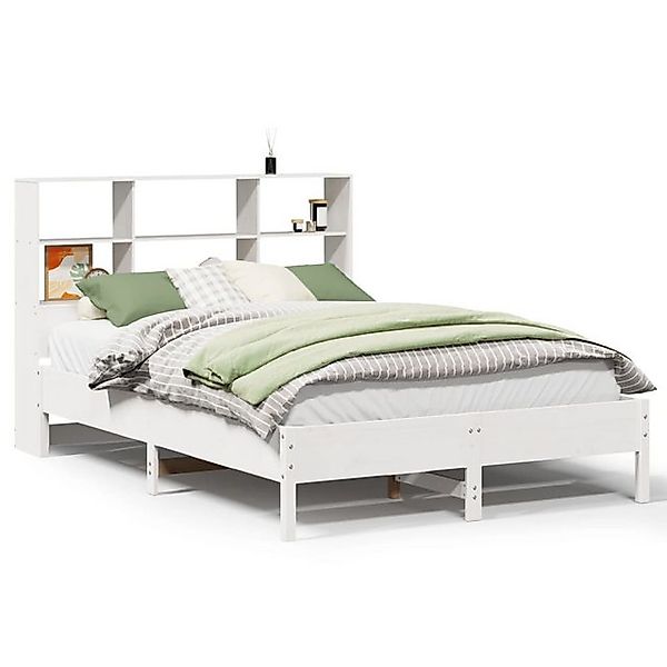 vidaXL Bett, Massivholzbett mit Regal ohne Matratze Weiß 140x200 cm Kiefer günstig online kaufen