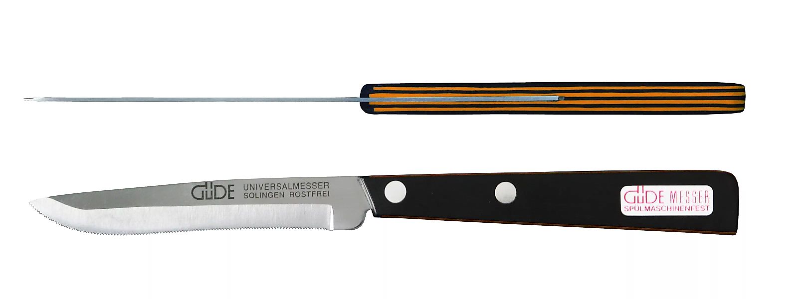 Güde Universalmesser 10 cm - Edelstahl - schwarz-orangenem Griff günstig online kaufen