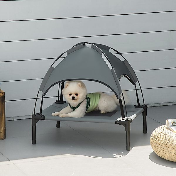 PawHut Hundeliege Outdoor mit Dach, erhöhtes Haustierbett mit Baldachin, at günstig online kaufen