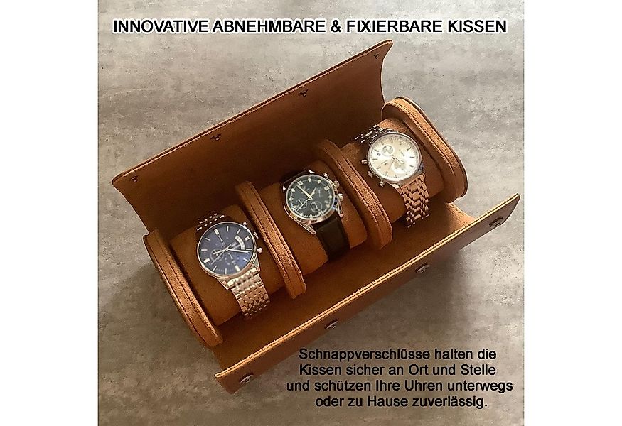 Mutig Uhrenbox Uhrenbox mit 3 Fächern Tragbar Schatulle mit abnehmbare Pols günstig online kaufen