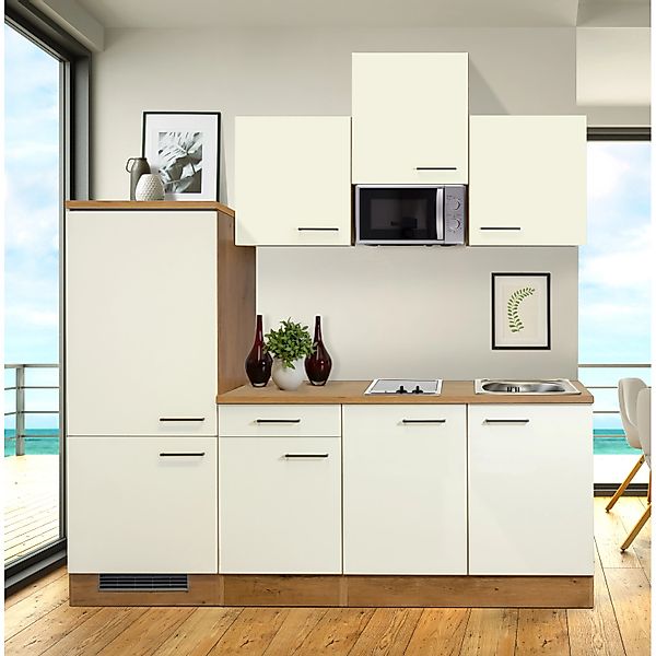 Flex-Well Exclusiv Küchenzeile Vintea 210 cm Magnolia-Lancelot Oak günstig online kaufen