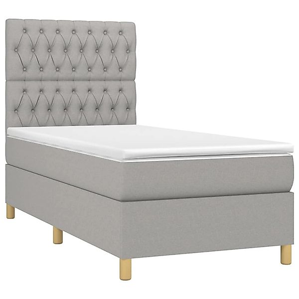 vidaXL Boxspringbett mit Matratze & LED Hellgrau 100x200 cm Stoff 3135653 günstig online kaufen