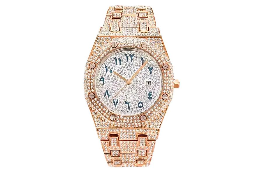 S&T Design Quarzuhr Iced Out Uhr Armbanduhr Herrenuhr Arabische Ziffern, (i günstig online kaufen