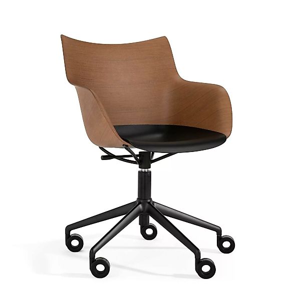 Kartell - Q/Wood Bürostuhl Buche - buche dunkel, schwarz/BxHxT 62x81-94x60c günstig online kaufen