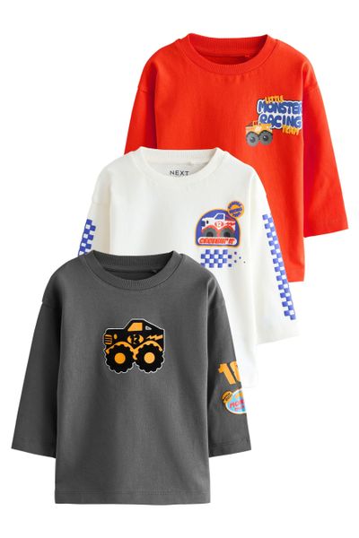 Next Langarmshirt 3er-Pack T-Shirts mit Grafik-Print günstig online kaufen
