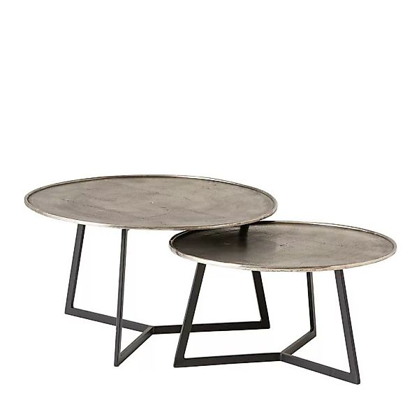 Sofa Tisch Set mit Metallplatten aus Aluminium Bügelgestell (zweiteilig) günstig online kaufen