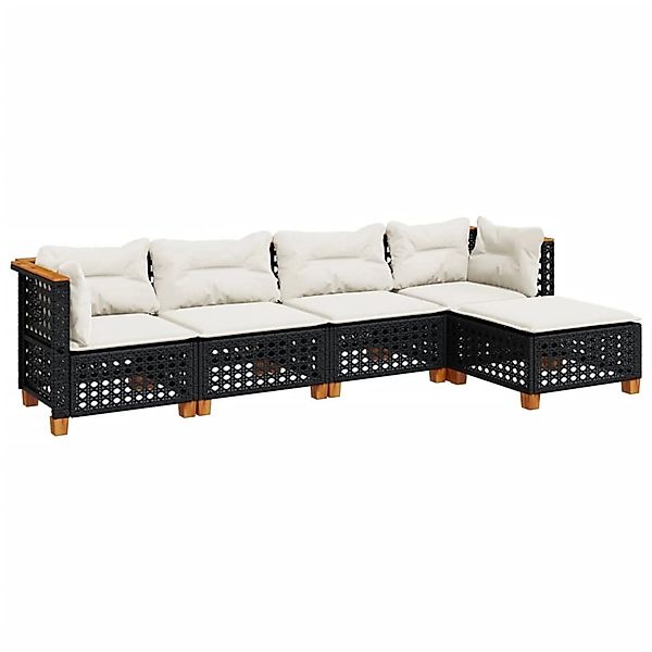 vidaXL 5-Tlg Garten-Sofagarnitur mit Kissen Schwarz Poly Rattan 3261788 günstig online kaufen