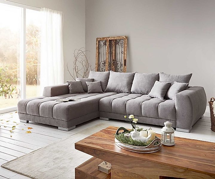 DELIFE Ecksofa Josea, Mikrofaser Steingrau 300x220 cm Recamiere links Eckso günstig online kaufen