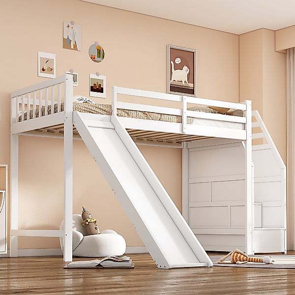 TavilaEcon Hochbett Kinderbett Jugendbett mit Rutsche günstig online kaufen